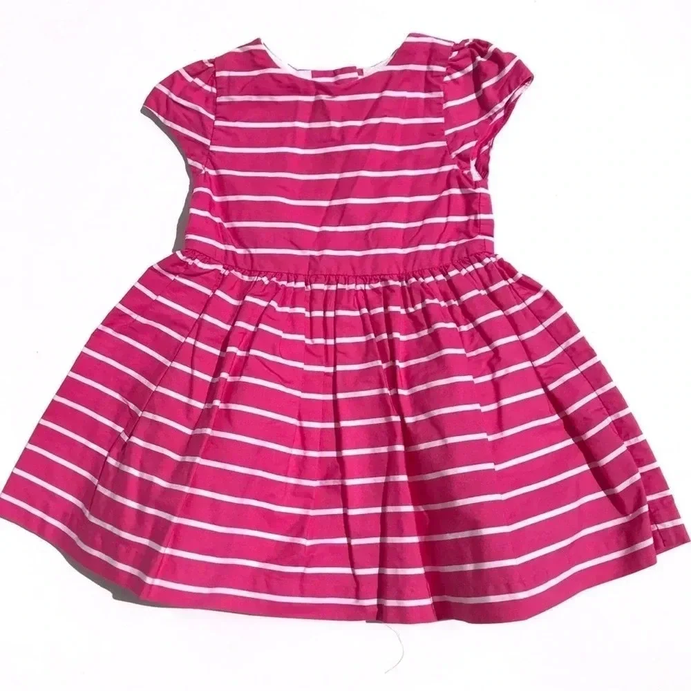 Ralph Lauren Pink Striped Dress with Cap Sleeves Size 3m